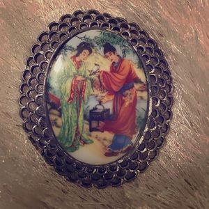 Beautiful, Elegant Vintage Asian Silver Brooch Pin